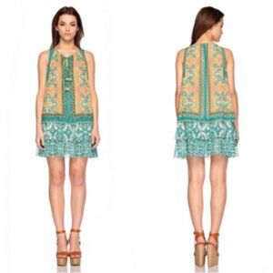 Hemant & Nandita Moana Dress 100% Silk Tiered Shift Mini Tassel Sequins Small